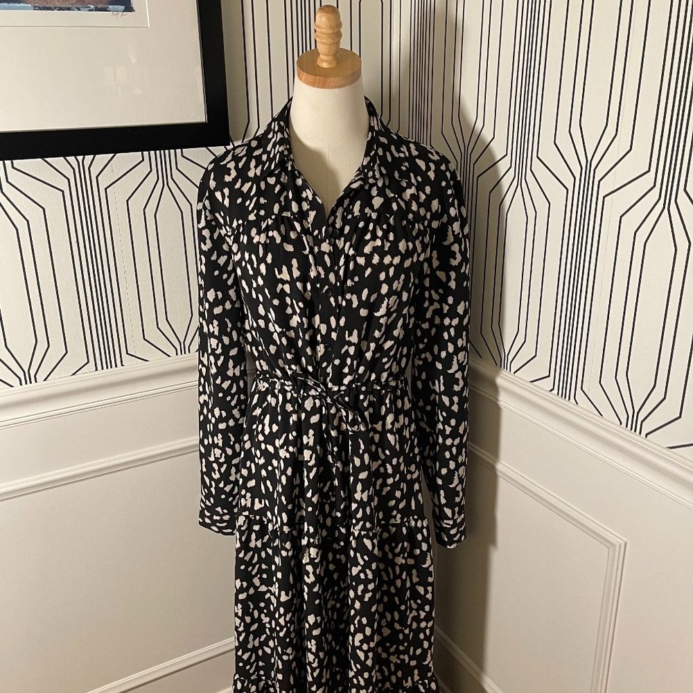 TOPSHOP l Black and White Abstract Maxi Shirt Dress l Size 8 l NWT